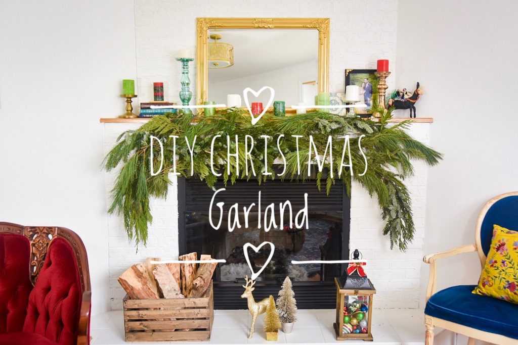 DIY christmas holiday mantle fireplace garland real evergreen how to guide 2