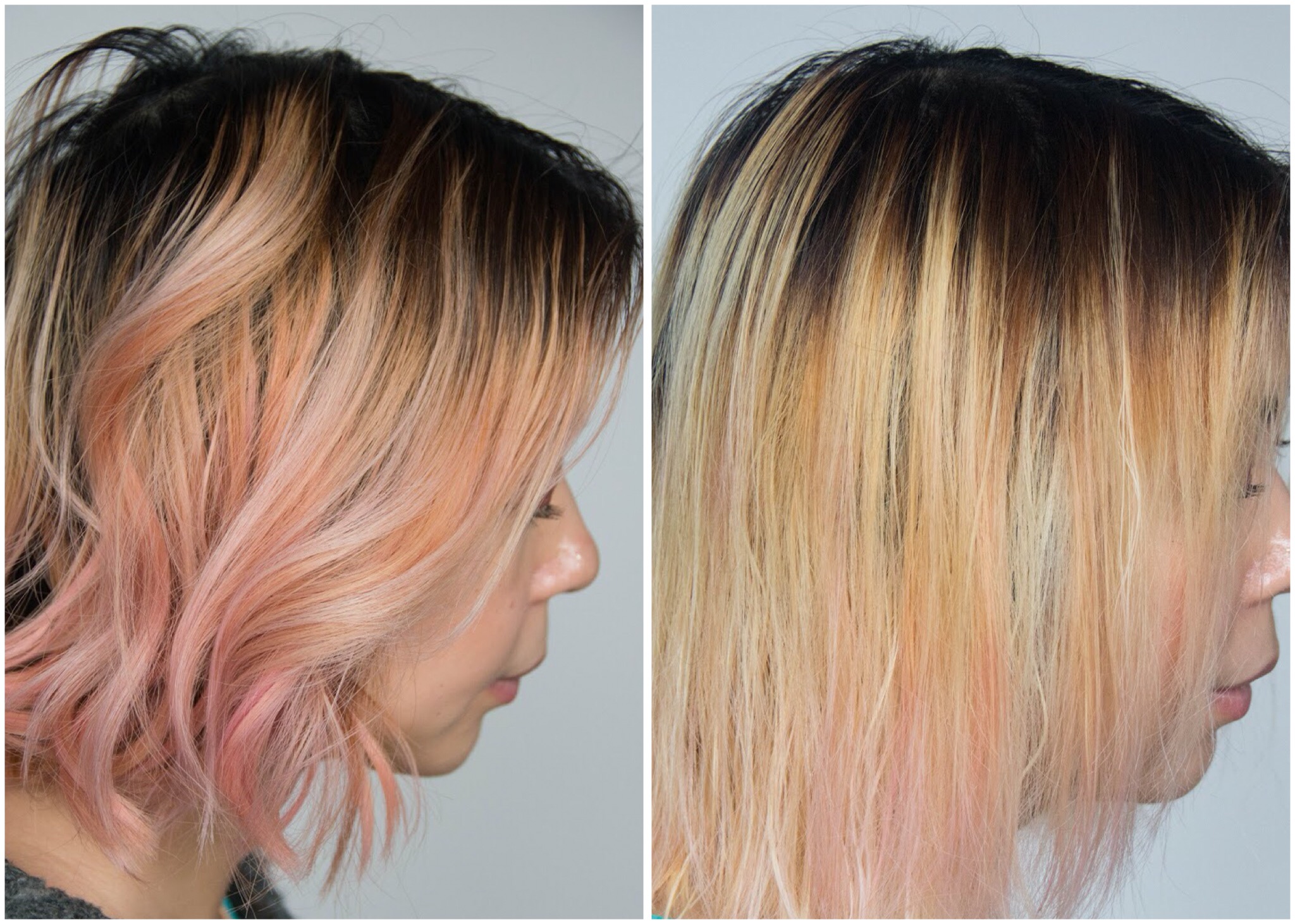 before and after L'Oreal Feria Absolute Platinum Advanced Lightening System DIY bleach hair at home dye hair pink Montreal lifestyle beauty fashion blog blogger 2