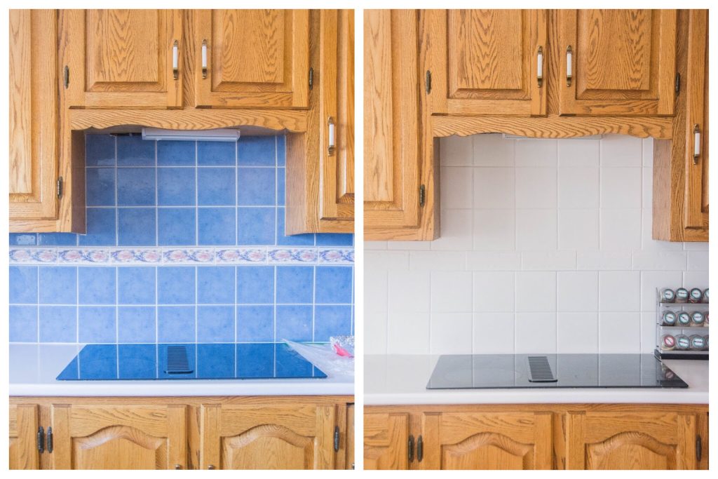 Montreal lifestyle fashion beauty blog kitchen backsplash DIY painting tile before after 1