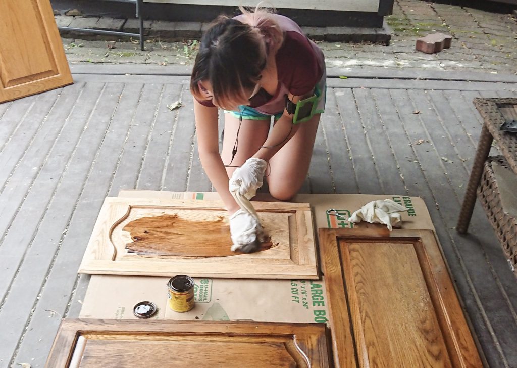 Diy Staining Oak Cabinets Eclectic Spark