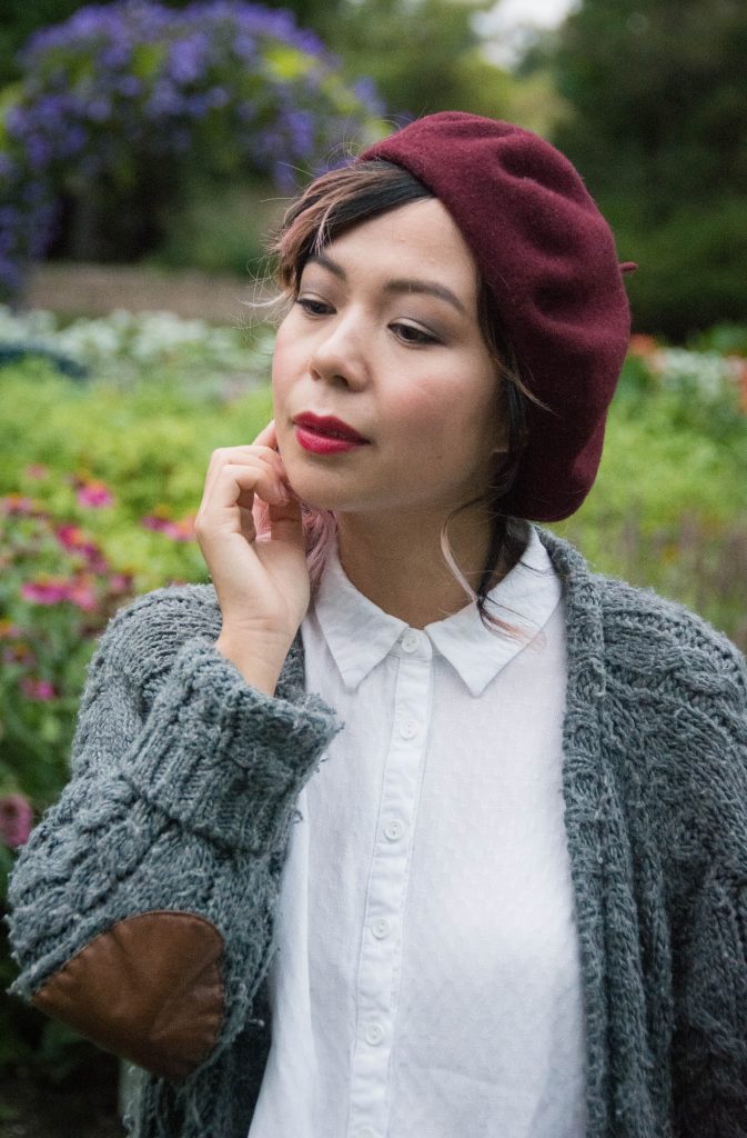 Simons Parkhurst burgundy beret Montreal lifestyle fashion beauty blog