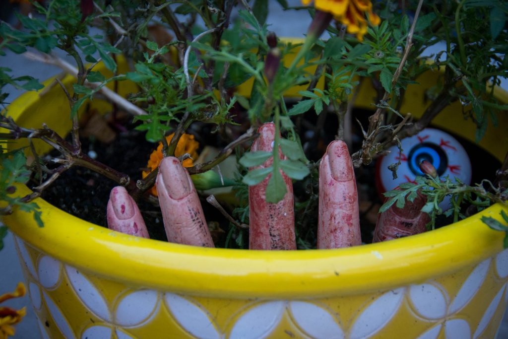 fingers and eyeballs outdoor Halloween decor Montreal lifestyle blog