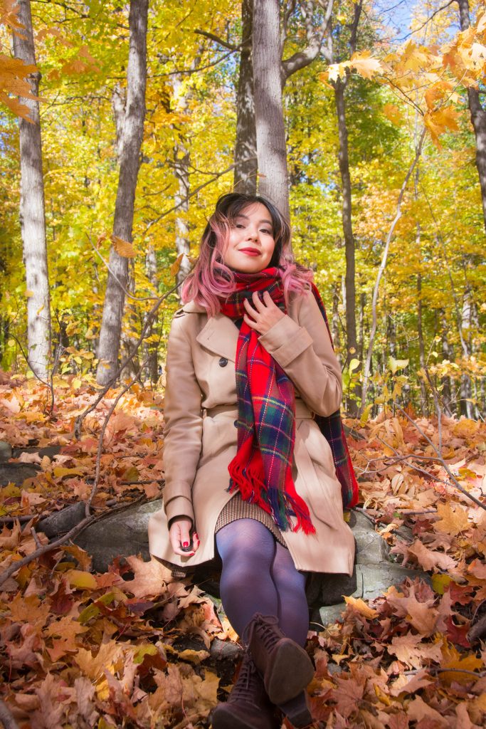 plaid tartan scarf trench coat fall Montreal fashion beauty lifestyle blog 2