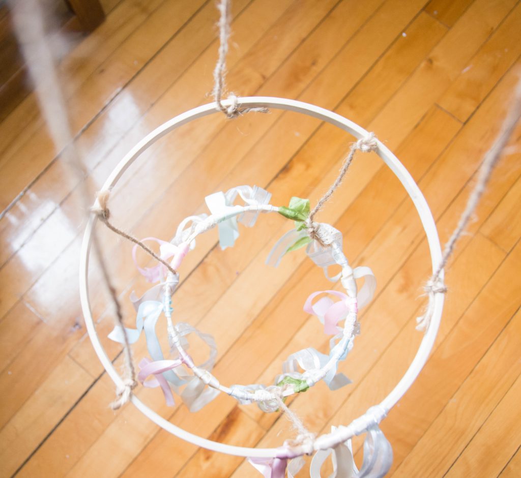 tie twine DIY ribbon chandelier Montreal lifestyle blog