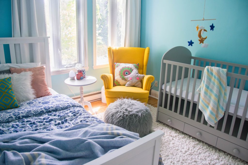 unisex gender neutral yellow grey blue baby nursery design decor Montreal lifestyle beauty fashion blog 3