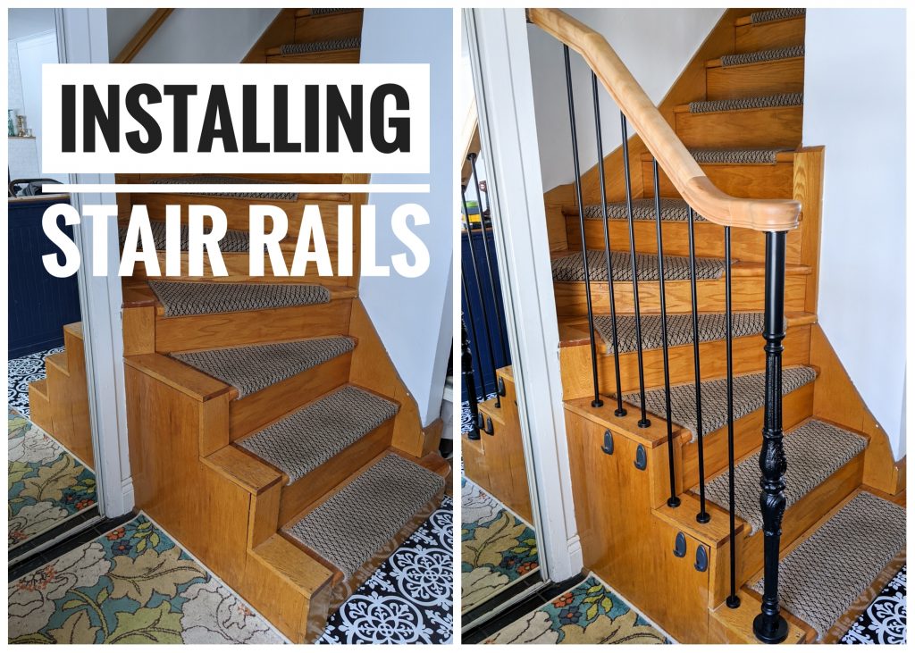 vintage-inspired metal baluster wooden stair railing installation remodel renovation Montreal lifestyle fashion beauty blog