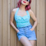 retro vintage halter top high-waisted denim shorts Montreal fashion beauty lifestyle blog 6