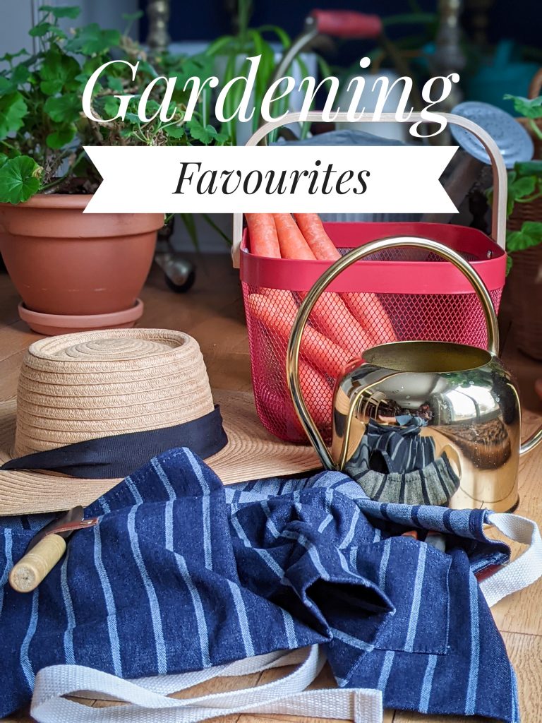 IKEA Risatorp basket Sophie Conran waist apron Love & Lore straw hat H&M gold watering can gardening gear favourites Montreal lifestyle fashion beauty blog